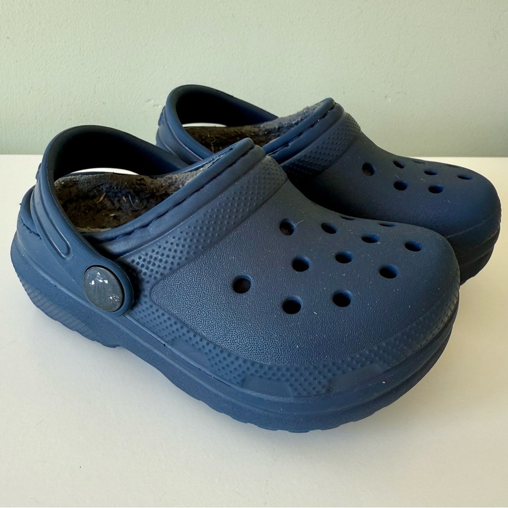 CROCS Navy Baby Toddler Lined Clogs size 7